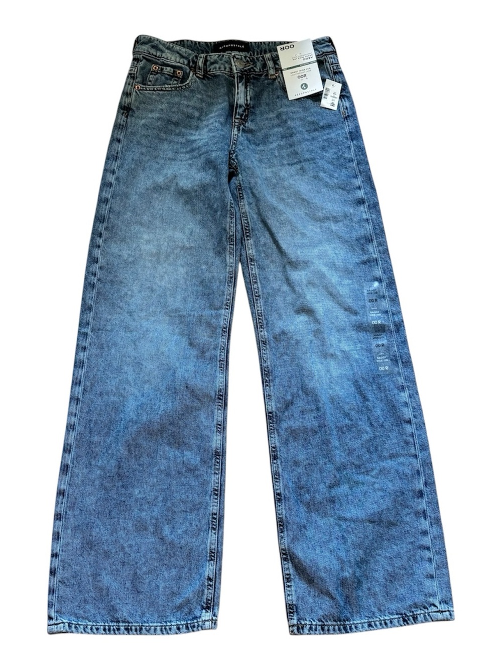 Aeropostale Baggy Wide Leg Jeans Womens Size 00R Blue New With Tag Classy Denim